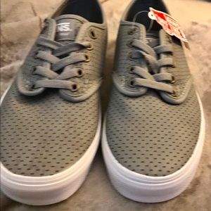 Gray perforated leather Vans